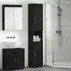 Image de Ensemble D'armoire De Salle De Bain Avec Stockage Tulum Noir Vidaxl