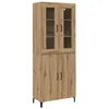 Image de Buffet haut en chêne artisanal - vidaXL - 69 5 x 34 x 180 cm - Fini mat - Étagères en bois dingénierie