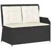 Image de Vidaxl banc de jardin avec coussin noir et blanc crème polyrotin