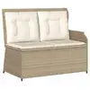 Image de Vidaxl banc de jardin avec coussin noir et blanc crème polyrotin