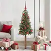 Image de Sapin De Noël Mince Vert 150 Cm Pvc Et Bois De Pin Massif Vidaxl