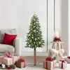 Image de Sapin De Noël Mince Vert 150 Cm Pvc Et Bois De Pin Massif Vidaxl