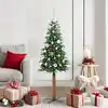 Image de Sapin De Noël Mince Vert 150 Cm Pvc Et Bois De Pin Massif Vidaxl