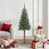Image de Sapin De Noël Mince Vert 150 Cm Pvc Et Bois De Pin Massif Vidaxl
