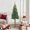 Image de Sapin De Noël Mince Vert 150 Cm Pvc Et Bois De Pin Massif Vidaxl