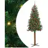 Image de Sapin De Noël Mince Vert 180 Cm Pvc Et Bois De Pin Massif Vidaxl