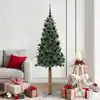 Image de Sapin De Noël Mince Vert 180 Cm Pvc Et Bois De Pin Massif Vidaxl