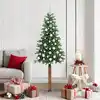 Image de Sapin De Noël Mince Vert 180 Cm Pvc Et Bois De Pin Massif Vidaxl