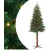 Image de Sapin De Noël Mince Vert 210 Cm Pvc Et Bois De Pin Massif Vidaxl