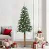 Image de Sapin De Noël Mince Vert 210 Cm Pvc Et Bois De Pin Massif Vidaxl
