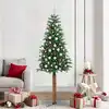 Image de Sapin De Noël Mince Vert 210 Cm Pvc Et Bois De Pin Massif Vidaxl