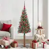 Image de Sapin De Noël Mince Vert 150 Cm Pvc Et Bois De Pin Massif Vidaxl