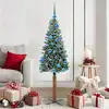 Image de Sapin De Noël Mince Vert 150 Cm Pvc Et Bois De Pin Massif Vidaxl