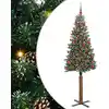 Image de Sapin De Noël Mince Vert 180 Cm Pvc Et Bois De Pin Massif Vidaxl