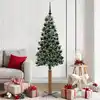 Image de Sapin De Noël Mince Vert 180 Cm Pvc Et Bois De Pin Massif Vidaxl
