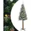 Image de Sapin De Noël Mince Vert 180 Cm Pvc Et Bois De Pin Massif Vidaxl