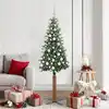 Image de Sapin De Noël Mince Vert 180 Cm Pvc Et Bois De Pin Massif Vidaxl
