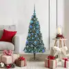 Image de Arbre De Noël Artificiel Pré-éclairé Avec Ensemble De Boules Vidaxl