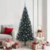 Image de Sapin De Noël Avec 300 Led Avec Support Noir 180 Cm Pvc Vidaxl