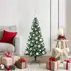 Image de Sapin De Noël Artificiel Pré-éclairé Vert 120 Cm Pvc Et Métal Vidaxl