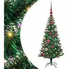 Image de Vidaxl sapin artificiel pré-éclairé vert 120 cm pvc et métal