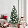 Image de Sapin De Noël Artificiel Pré-éclairé Vert 180 Cm Pvc Et Métal Vidaxl