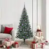 Image de Sapin De Noël Artificiel Pré-éclairé Vert 180 Cm Pvc Et Métal Vidaxl