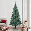 Image de Sapin De Noël Artificiel Pré-éclairé Vert 240 Cm Pvc Et Métal Vidaxl