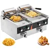 Image de Friteuse Électrique - DUOKU - EF-6V-2 - Acier Inoxydable - Double Cuve 59 L - 6000 W