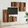Image de Unité Murale De Tv 5 Pcs Bois Ancien Bois D'ingénierie Vidaxl