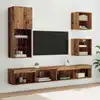 Image de Unités Murales Tv Avec Led 5 Pc Bois Ancien 100 X 30 X 30 Cm Vidaxl