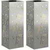 Image de Lumière de chemin LED solaire - vidaXL - Galvanisé - 18x18x50 cm - Blanc chaud - Éclairage extérieur - Autoportant