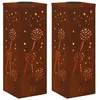 Image de Lumière de chemin LED solaire - vidaXL - Acier Corten - 18x18x50 cm - Blanc chaud - Solaire - Autoportant - Durable