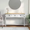Image de Table dappoint - VIDAXL - Guéridon - Avec tiroir - Blanc - Pin massif 114 x 345 x 73 cm