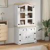 Image de vidaXL Buffet avec tiroir Corona Blanc 100 x 485 x 179 cm Pin massif Buffet moderne rangement élégant meuble 42021199
