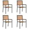 Image de Chaises de jardin empilables - vidaXL - Marron et Noir - Bois dacacia massif - Rotin en PE - 54x56x90 cm - Empilables