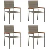 Image de Chaises de jardin empilables - vidaXL - 4 pièces - Gris et Marron - 54x56x90 cm - Résine tressée - Bois dacacia