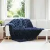 Image de Couverture Antidérapante En Fausse De Lapin Olite Bleu Marine Vidaxl