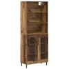 Image de Buffet haut moderne - vidaXL - Bois ancien - 69 5 x 34 x 180 cm - Bois aggloméré et verre - Porte en verre