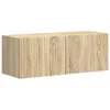 Image de Meuble TV mural moderne - vidaXL - Sonoma - Bois dingénierie - 39x31x29 5 cm - 2 portes - 2 étagères - Montage mural