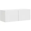 Image de Meuble TV mural moderne - vidaXL - Blanc brillant - Bois dingénierie - 39x31x295 cm - 2 portes - 2 étagères