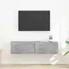 Image de Meuble Tv Mural 2 Pc Béton Bois D'ingénierie Vidaxl