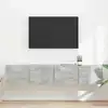 Image de Meuble Tv Mural 2 Pc Béton Bois D'ingénierie Vidaxl
