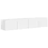Image de Meuble TV mural moderne - vidaXL - Blanc brillant - Bois dingénierie - 785x31x295 cm - 2 portes - 4 étagères