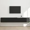 Image de Meuble Tv Mural 2 Pc Noir Bois D'ingénierie Vidaxl