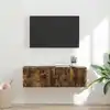 Image de Meuble Tv Mural Chêne Fumé 98 X 31 X 29,5 Cm Bois D'ingénierie Vidaxl