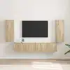 Image de Meuble Tv Mural 2 Pcs Sonoma 30 X 31 X 80 Cm Bois D'ingénierie Vidaxl