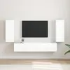 Image de Meuble Tv Mural 2 Pcs Blanc Brillant 30 X 31 X 80 Cm Vidaxl