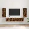 Image de Meuble Tv Mural Montage Mural 2 Pcs Chêne Fumé 30 X 31 X 80 Cm Vidaxl