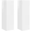 Image de Meuble TV mural moderne - vidaXL - Blanc brillant - Bois dingénierie - 30x31x100 cm - 2 portes - 6 étagères